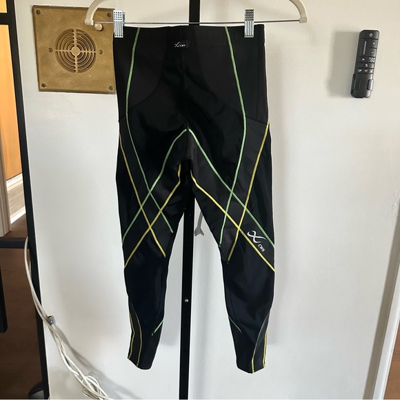 Cw-x Black Leggings with Yellow Trim size small - Picture 4 of 5